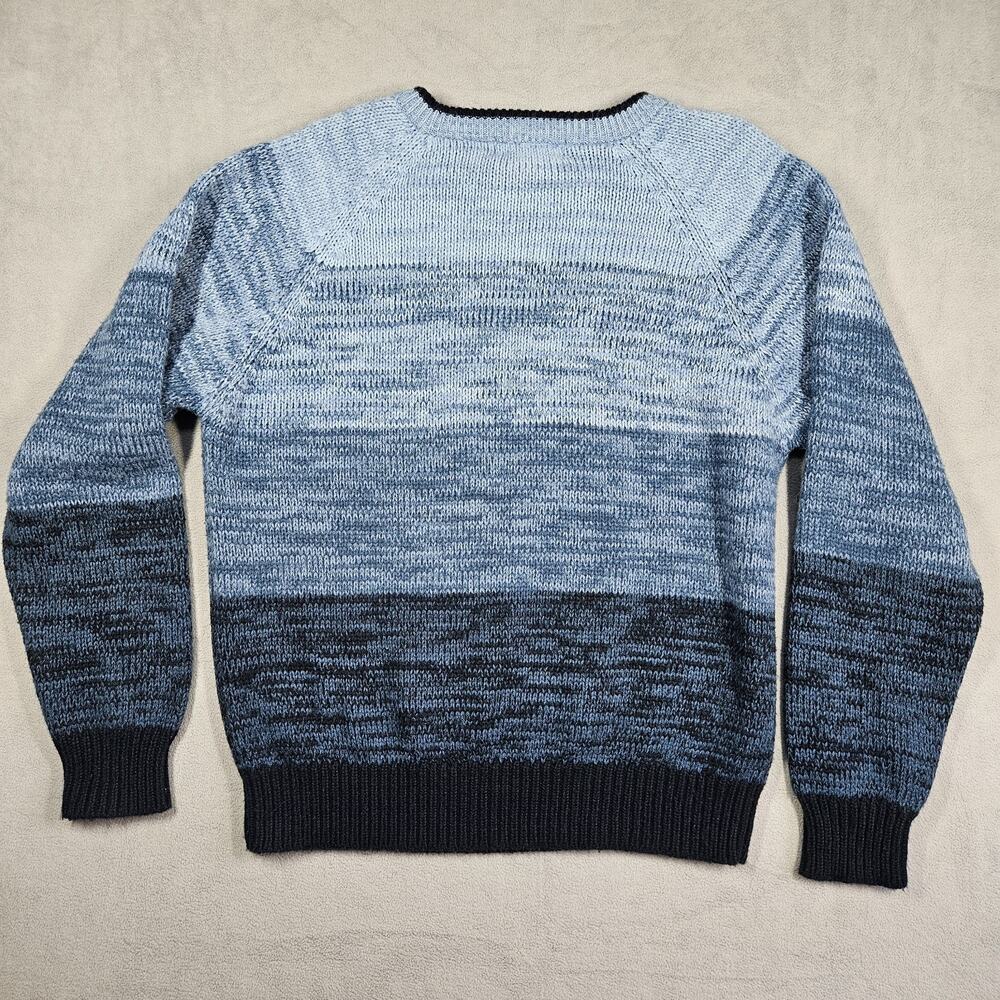Vintage Campus Sweater Mens Large Ombre Grandpacore Preppy Beachy 90s Acrylic - Picture 4 of 7